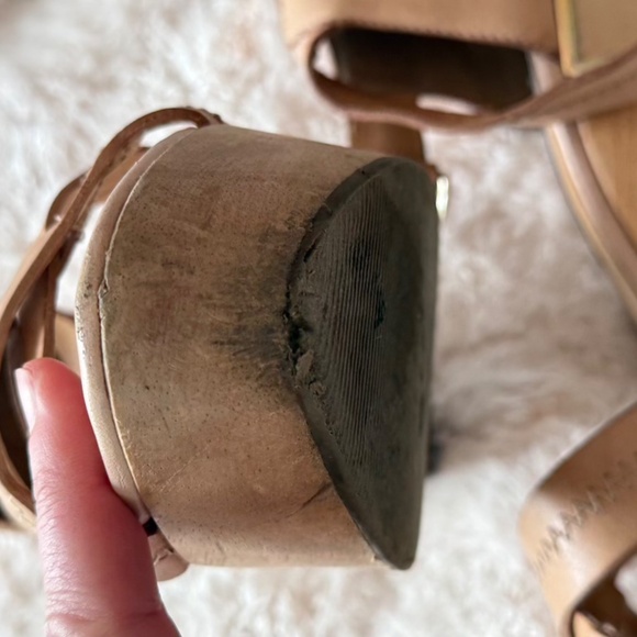 DIANE von FURSTENBERG ALARA Natural Leather Designer Platform Sandal Size 8 - Picture 4 of 15